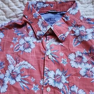 IZOD Saltwater Shirt Mens‎ Medium Dockside Red Tropical Floral Hawaiian NWT $55